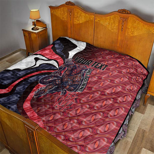 Personalised Melbourne Demons Quilt Trippy Psychedelic Abstract Art Mascot Football Fans