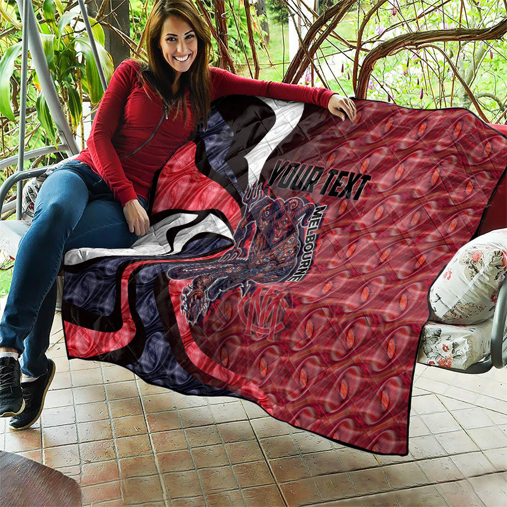 Personalised Melbourne Demons Quilt Trippy Psychedelic Abstract Art Mascot Football Fans