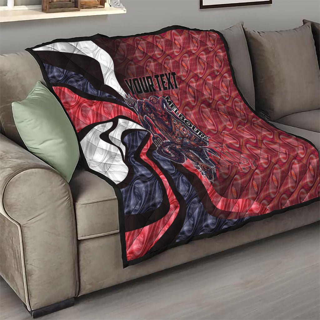 Personalised Melbourne Demons Quilt Trippy Psychedelic Abstract Art Mascot Football Fans