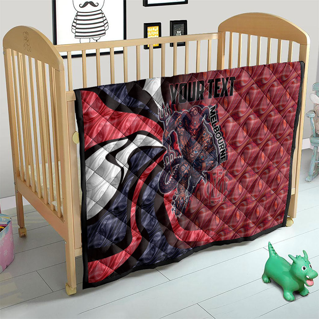 Personalised Melbourne Demons Quilt Trippy Psychedelic Abstract Art Mascot Football Fans