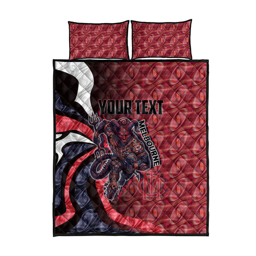 Personalised Melbourne Demons Quilt Bed Set Trippy Psychedelic Abstract Art Mascot Football Fans