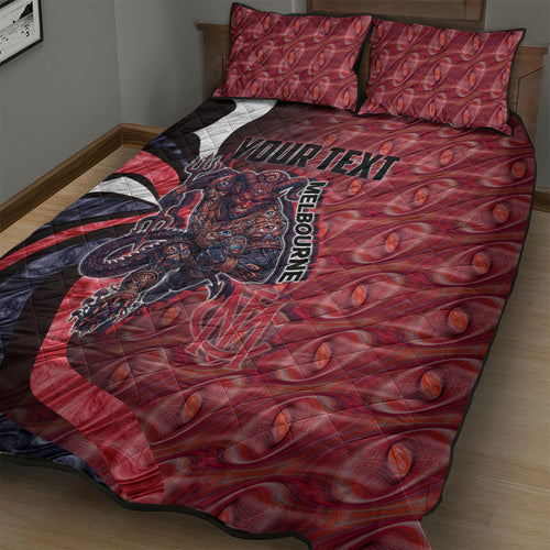 Personalised Melbourne Demons Quilt Bed Set Trippy Psychedelic Abstract Art Mascot Football Fans