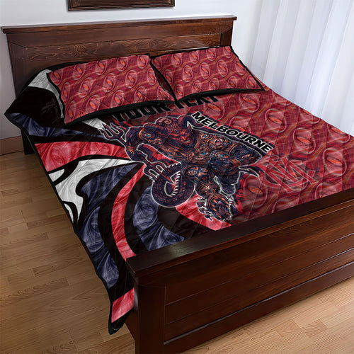 Personalised Melbourne Demons Quilt Bed Set Trippy Psychedelic Abstract Art Mascot Football Fans