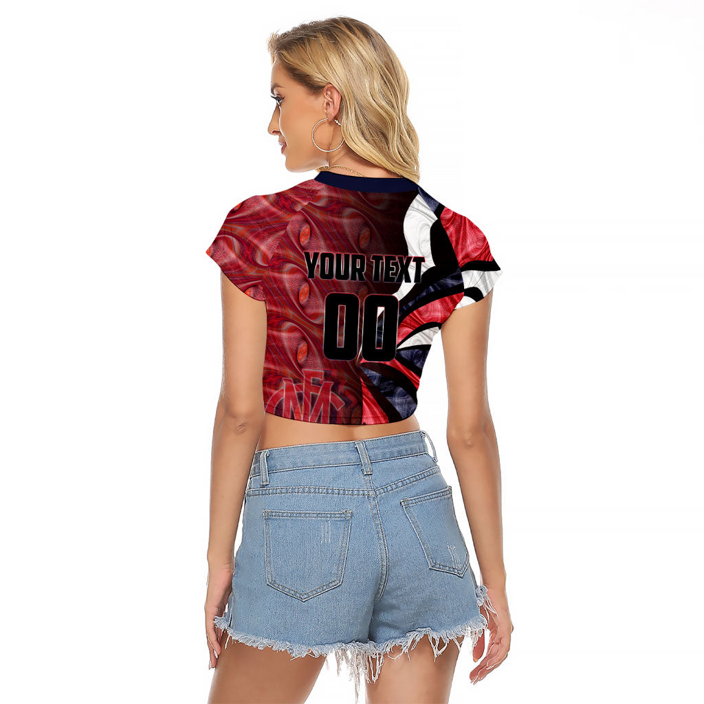 Personalised Melbourne Demons Raglan Cropped T Shirt Trippy Psychedelic Abstract Art Mascot Football Fans