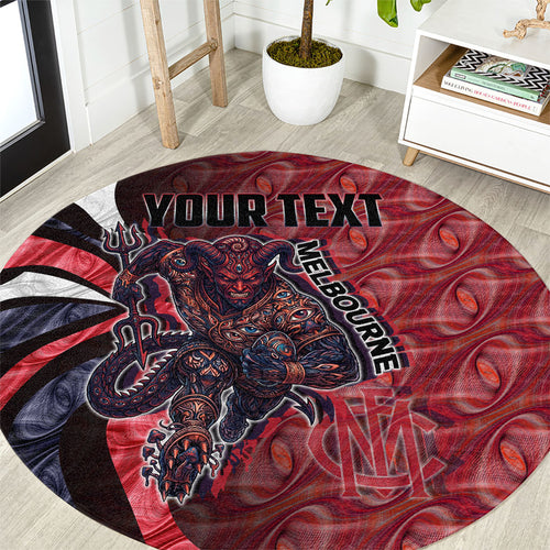 Personalised Melbourne Demons Round Carpet Trippy Psychedelic Abstract Art Mascot Football Fans