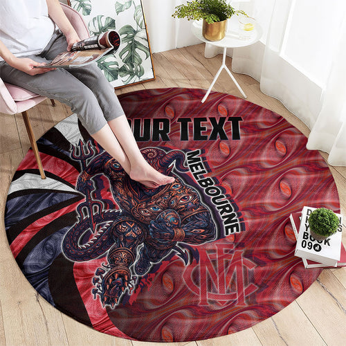 Personalised Melbourne Demons Round Carpet Trippy Psychedelic Abstract Art Mascot Football Fans