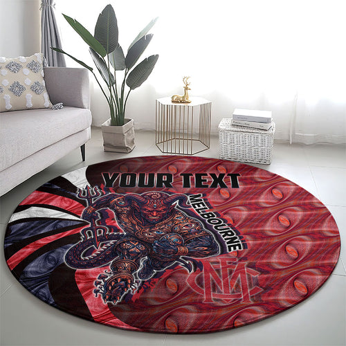 Personalised Melbourne Demons Round Carpet Trippy Psychedelic Abstract Art Mascot Football Fans