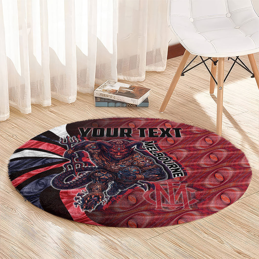 Personalised Melbourne Demons Round Carpet Trippy Psychedelic Abstract Art Mascot Football Fans