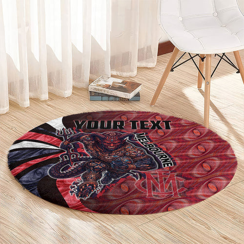 Personalised Melbourne Demons Round Carpet Trippy Psychedelic Abstract Art Mascot Football Fans