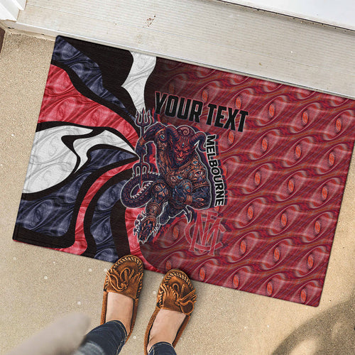 Personalised Melbourne Demons Rubber Doormat Trippy Psychedelic Abstract Art Mascot Football Fans