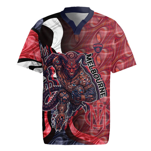 Personalised Melbourne Demons Rugby Jersey Trippy Psychedelic Abstract Art Mascot Football Fans