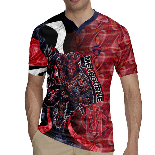 Personalised Melbourne Demons Rugby Jersey Trippy Psychedelic Abstract Art Mascot Football Fans