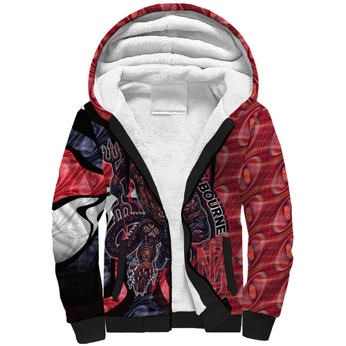 Personalised Melbourne Demons Sherpa Hoodie Trippy Psychedelic Abstract Art Mascot Football Fans