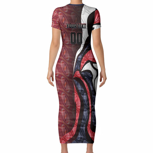 Personalised Melbourne Demons Short Sleeve Bodycon Dress Trippy Psychedelic Abstract Art Mascot Football Fans