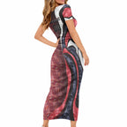 Personalised Melbourne Demons Short Sleeve Bodycon Dress Trippy Psychedelic Abstract Art Mascot Football Fans