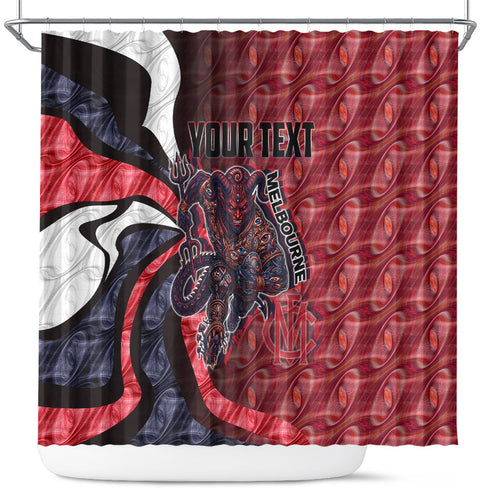 Personalised Melbourne Demons Shower Curtain Trippy Psychedelic Abstract Art Mascot Football Fans
