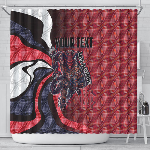 Personalised Melbourne Demons Shower Curtain Trippy Psychedelic Abstract Art Mascot Football Fans