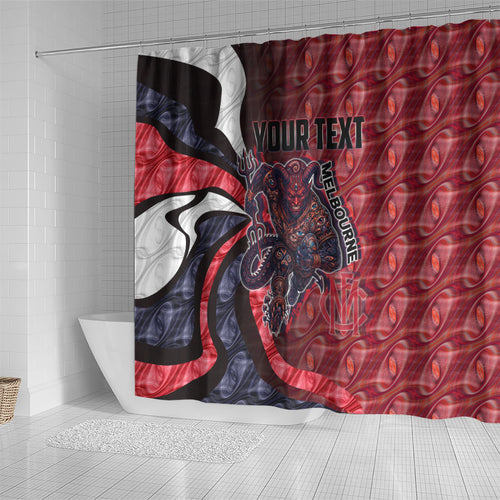 Personalised Melbourne Demons Shower Curtain Trippy Psychedelic Abstract Art Mascot Football Fans