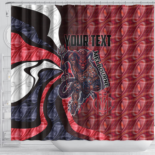 Personalised Melbourne Demons Shower Curtain Trippy Psychedelic Abstract Art Mascot Football Fans