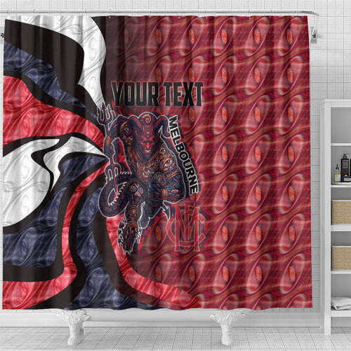 Personalised Melbourne Demons Shower Curtain Trippy Psychedelic Abstract Art Mascot Football Fans
