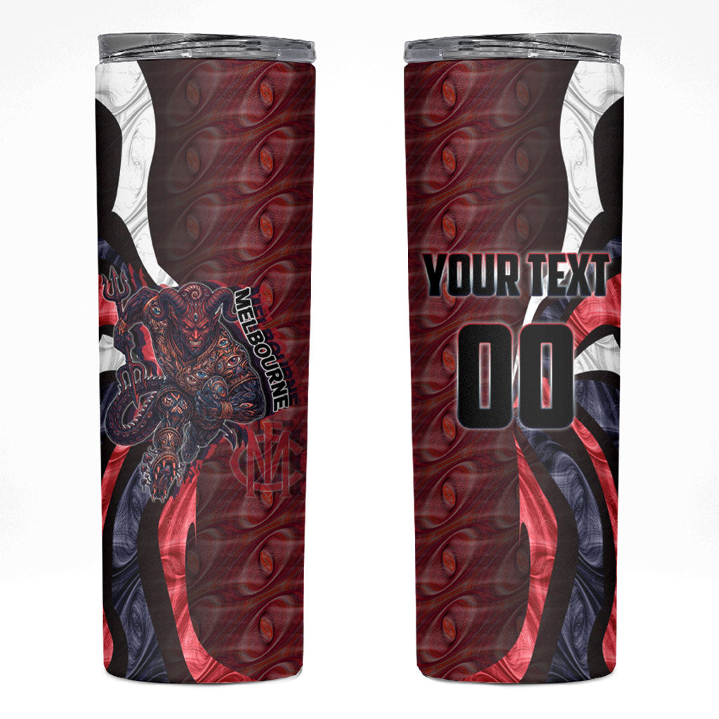Personalised Melbourne Demons Skinny Tumbler Trippy Psychedelic Abstract Art Mascot Football Fans