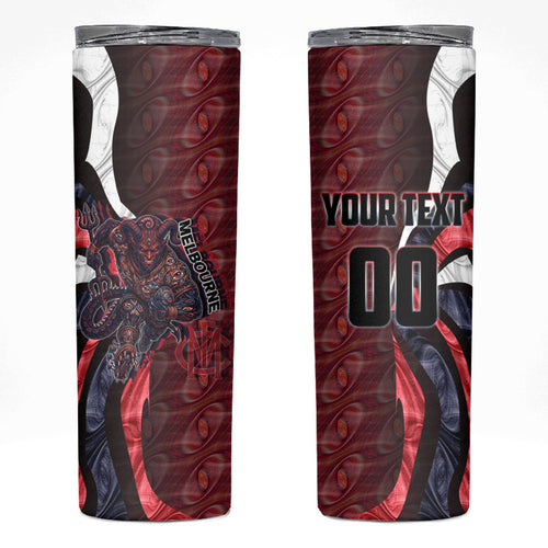 Personalised Melbourne Demons Skinny Tumbler Trippy Psychedelic Abstract Art Mascot Football Fans