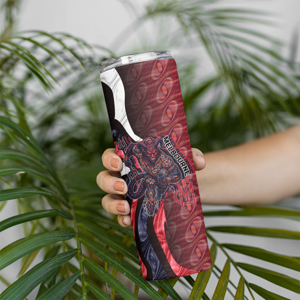 Personalised Melbourne Demons Skinny Tumbler Trippy Psychedelic Abstract Art Mascot Football Fans