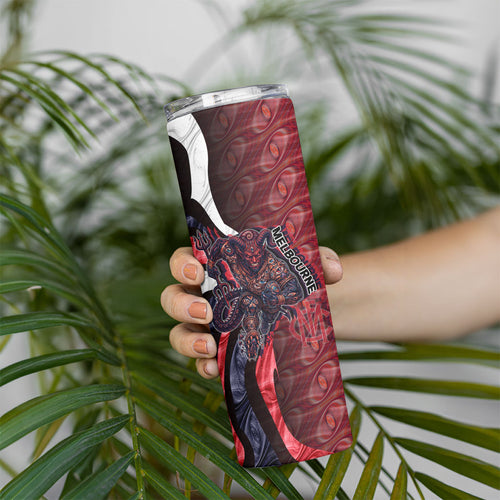 Personalised Melbourne Demons Skinny Tumbler Trippy Psychedelic Abstract Art Mascot Football Fans