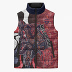 Personalised Melbourne Demons Sleeveless Puffer Jacket Trippy Psychedelic Abstract Art Mascot Football Fans