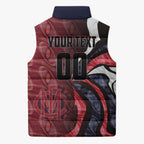 Personalised Melbourne Demons Sleeveless Puffer Jacket Trippy Psychedelic Abstract Art Mascot Football Fans