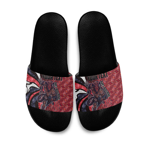 Personalised Melbourne Demons Slide Sandals Trippy Psychedelic Abstract Art Mascot Football Fans