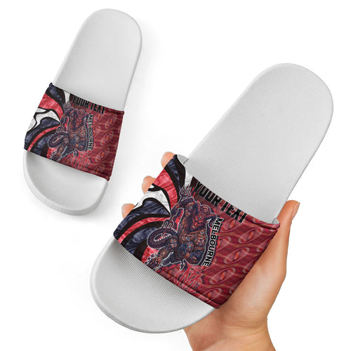 Personalised Melbourne Demons Slide Sandals Trippy Psychedelic Abstract Art Mascot Football Fans