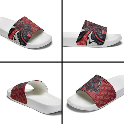 Personalised Melbourne Demons Slide Sandals Trippy Psychedelic Abstract Art Mascot Football Fans