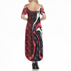 Personalised Melbourne Demons Summer Maxi Dress Trippy Psychedelic Abstract Art Mascot Football Fans