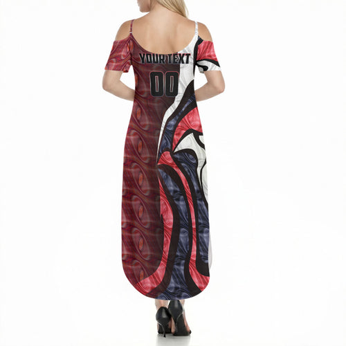 Personalised Melbourne Demons Summer Maxi Dress Trippy Psychedelic Abstract Art Mascot Football Fans