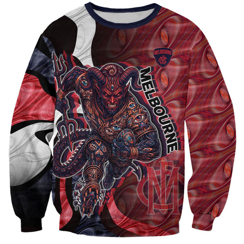 Personalised Melbourne Demons Sweatshirt Trippy Psychedelic Abstract Art Mascot Football Fans
