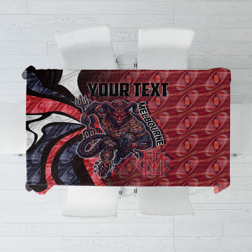 Personalised Melbourne Demons Tablecloth Trippy Psychedelic Abstract Art Mascot Football Fans