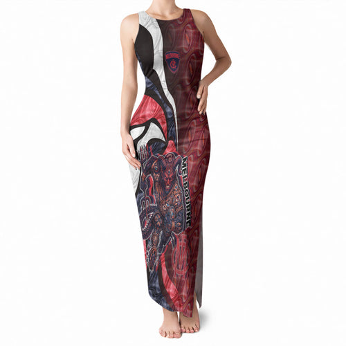 Personalised Melbourne Demons Tank Maxi Dress Trippy Psychedelic Abstract Art Mascot Football Fans
