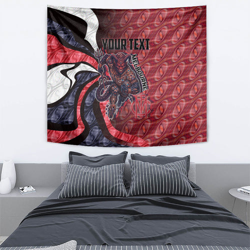 Personalised Melbourne Demons Tapestry Trippy Psychedelic Abstract Art Mascot Football Fans