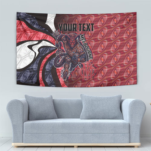 Personalised Melbourne Demons Tapestry Trippy Psychedelic Abstract Art Mascot Football Fans