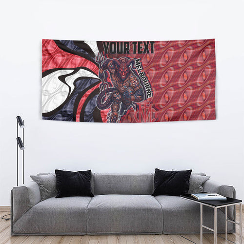 Personalised Melbourne Demons Tapestry Trippy Psychedelic Abstract Art Mascot Football Fans