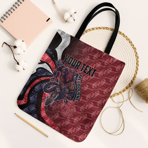 Personalised Melbourne Demons Tote Bag Trippy Psychedelic Abstract Art Mascot Football Fans