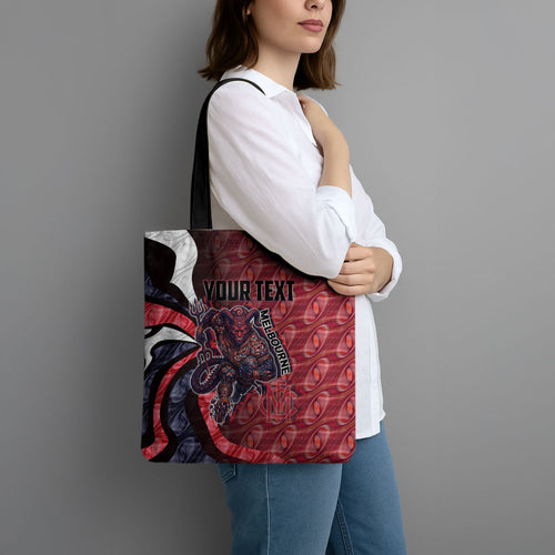 Personalised Melbourne Demons Tote Bag Trippy Psychedelic Abstract Art Mascot Football Fans