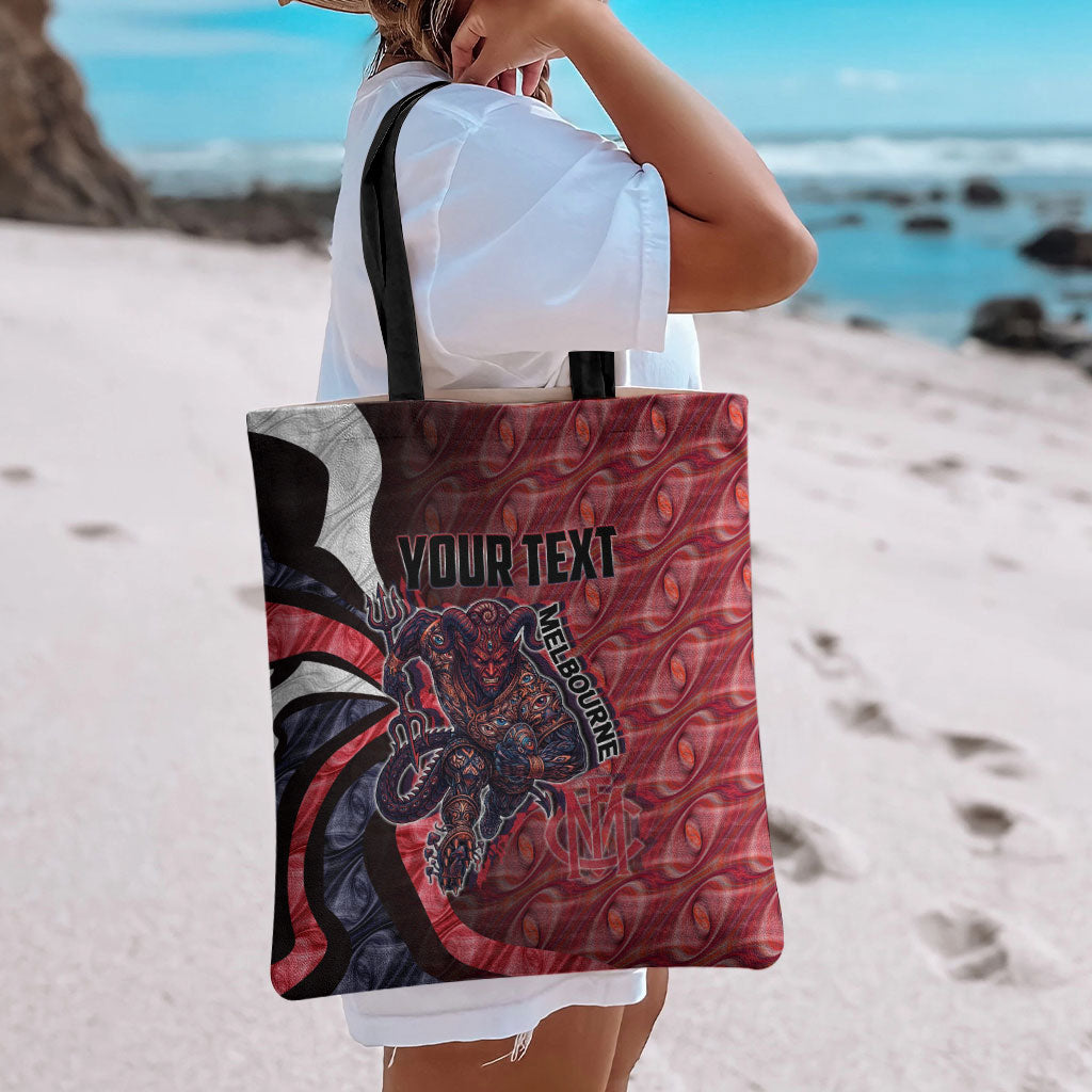 Personalised Melbourne Demons Tote Bag Trippy Psychedelic Abstract Art Mascot Football Fans