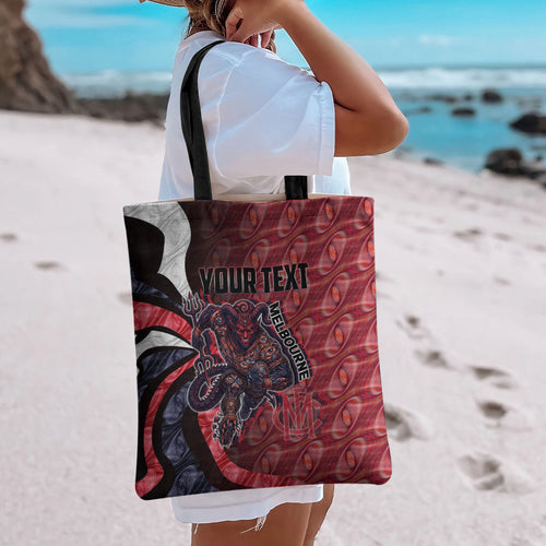 Personalised Melbourne Demons Tote Bag Trippy Psychedelic Abstract Art Mascot Football Fans