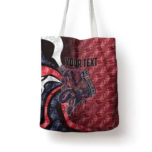 Personalised Melbourne Demons Tote Bag Trippy Psychedelic Abstract Art Mascot Football Fans