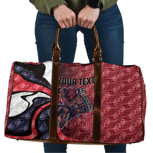Personalised Melbourne Demons Travel Bag Trippy Psychedelic Abstract Art Mascot Football Fans