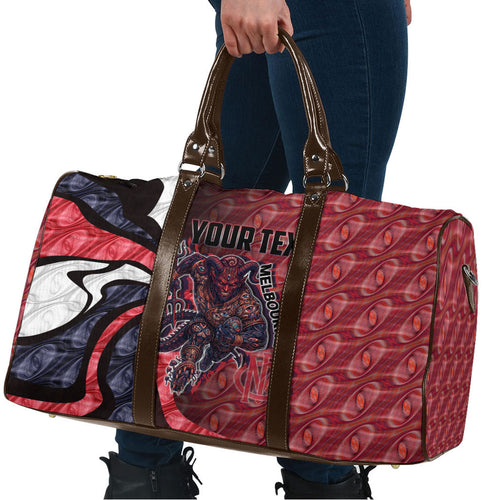 Personalised Melbourne Demons Travel Bag Trippy Psychedelic Abstract Art Mascot Football Fans