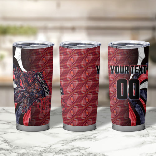 Personalised Melbourne Demons Tumbler Cup Trippy Psychedelic Abstract Art Mascot Football Fans