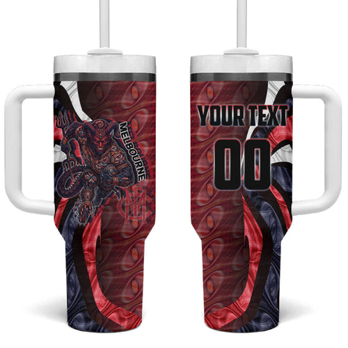 Personalised Melbourne Demons Tumbler With Handle Trippy Psychedelic Abstract Art Mascot Football Fans